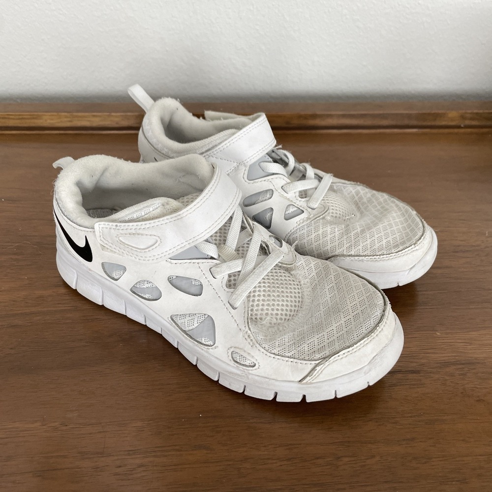 Nike Free Run 2 GS White Black‎ Kid Size 2Y Running Athletic Shoes DD0163-100